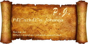 Pászkán Johanna névjegykártya